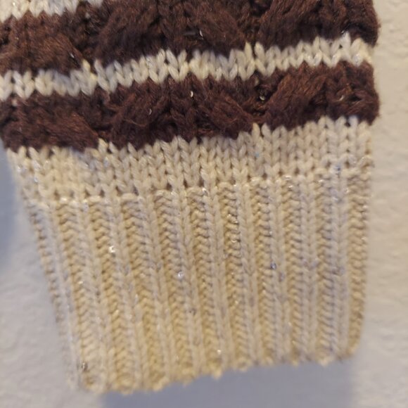 Cropped Striped Cable Knit Sweater Size S - Picture 8 of 10